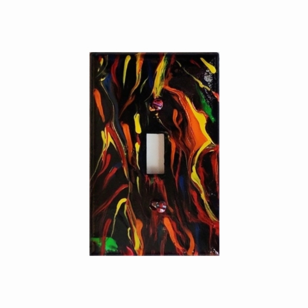 Hand Crafted Abstract Design Single Light Switch Plate - Picture 2 of 2